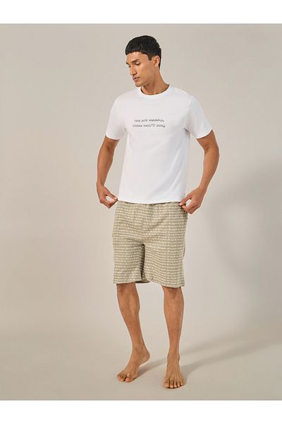 Styli Slogan Print Regular Fit T-Shirt and Short Pyjama Set