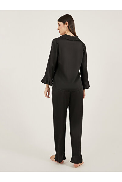 Styli Satin Pajama Set with Butterfly Detail