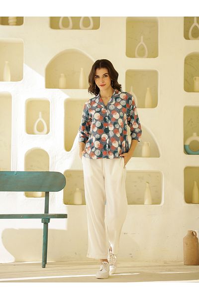 Sanskrutihomes By Styli All-Over Print 3/4 Sleeves Shirt and Pyjama Set