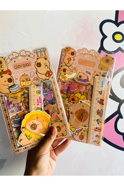 synshop Capybara Kapibara Sticker Set 4 Sheets Ruler Keychain (Keychain Model May Vary)