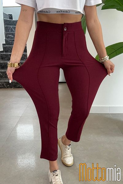 mottomia Women's High Waist Crepe Fabric Lycra Flared Slim Fit Pants – for Office and Casual Chic
