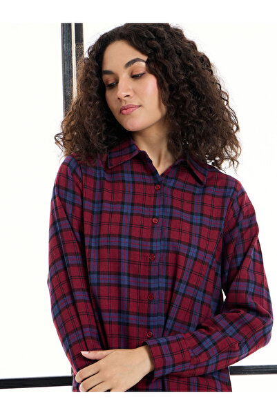 Sassafras By Styli Cotton Checked Lounge Longline Shirt