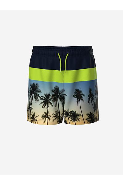 LC Waikiki Αγορίστικο μαγιό με ελαστική μέση μπλέ Navy Blue Palm Printed