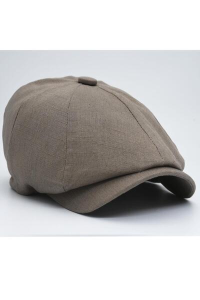 şapkadan Ingiliz Stili London Yazlık Kasket Sütlü Kahve Şapka