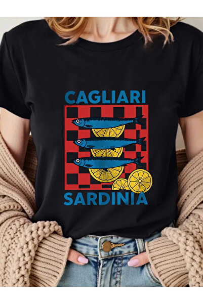 AEMİ Tricou oversize cu decolteu rotund cu imprimeu Sardinia pentru femei