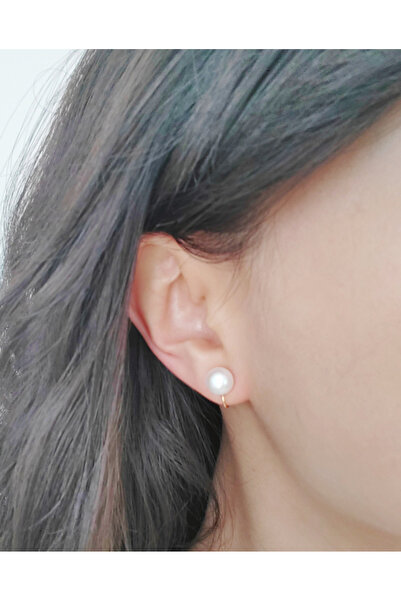 1PARÇAMAVİ 1.2cm Pearl Clip-On Women's Earring for Non-Hole Ear