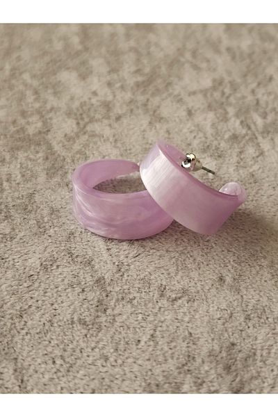 SiestaAccessories Pearlescent Lilac / Purple Color Acrylic Hoop Earrings