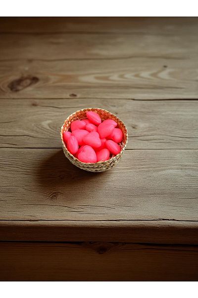 EQMQ STORE KOZMETİK Pink Soap with Mini Heart Decorative Scented Basket (20 Pieces 2*2 cm in the Basket)
