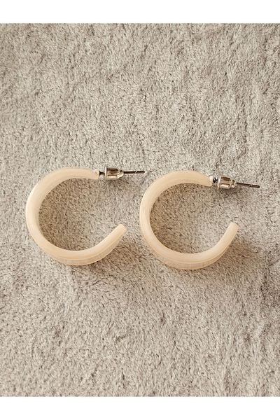 SiestaAccessories Pearlescent White / Cream Color Acrylic Hoop Earrings