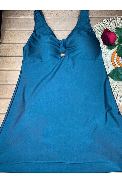 XORVİO Women's Dark Green Strap United Slip Dress Swimsuit Lycra Flexible Stylish Quality with Breast Pad