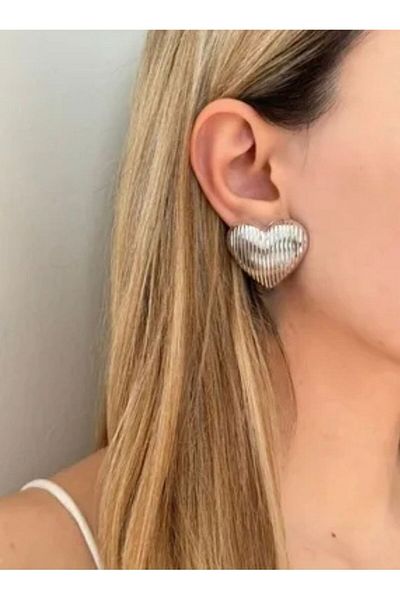 Accessories Vanilla Avenue Silver Heart Shaped Textured Daily Use Women's Earrings