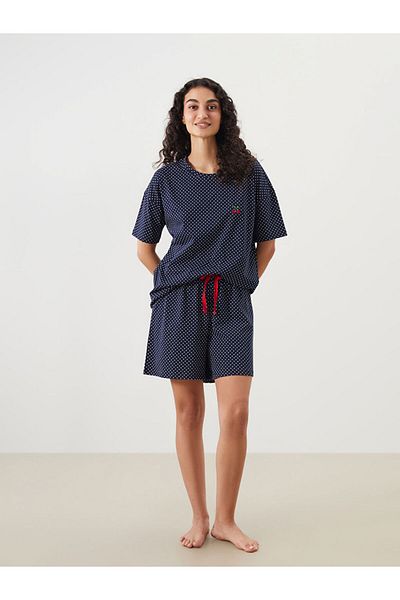 LC Waikiki Crew Neck Polka Dot Women's Shorts Pajama Set