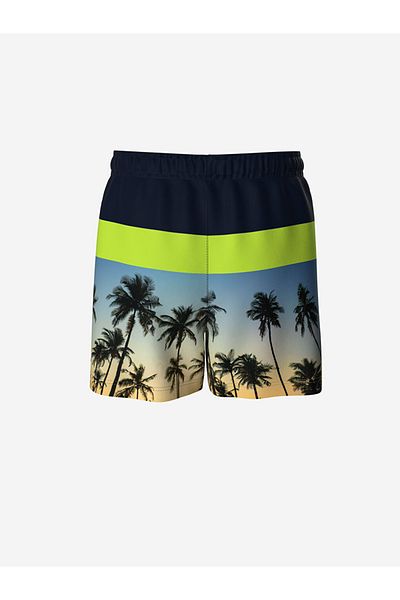 LC Waikiki Αγορίστικο μαγιό με ελαστική μέση μπλέ Navy Blue Palm Printed