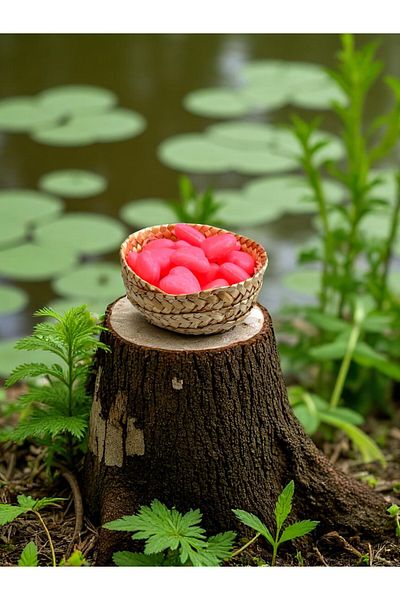 EQMQ STORE KOZMETİK Pink Soap with Mini Heart Decorative Scented Basket (20 Pieces 2*2 cm in the Basket)