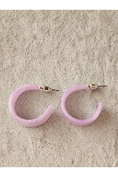 SiestaAccessories Pearlescent Lilac / Purple Color Acrylic Hoop Earrings