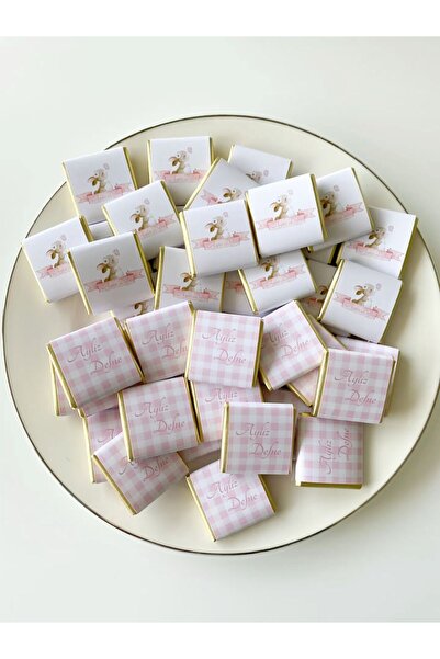 LAYLAEVENTS Tasarım Etiketli Lüx Çikolata Söz,nişan,bebek Çikolatası-50 Adet