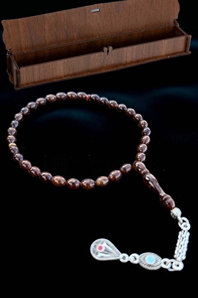 renery سبحة خرزية من خرز الزيتون البني بطول المعصم، سبحة خرزية مع صندوق خشبي ...