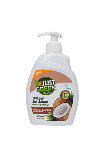 Just Green Organic Hindistan Cevizli Sıvı Sabun 400 Ml (7'li Paket)