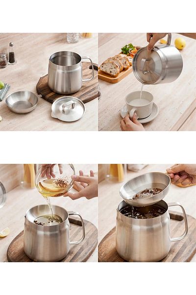 Transformacion Barista Milk Pot - Filtered Multi-Purpose Pot - Oil Filter Professional 304 Stainless Steel 721828