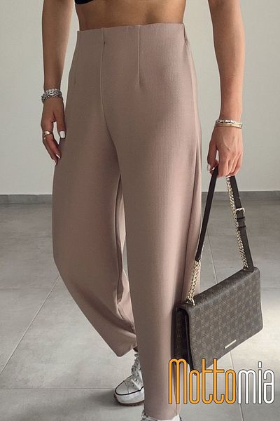 mottomia Women's High Waist Crepe Fabric Lycra Beltless Balloon Leg Pants – Office and Casual Relaxed Fit