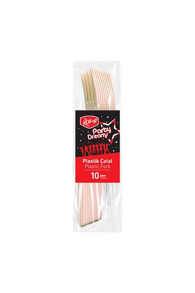 Roll-Up Party Dreams Fork Cream 10Pcs