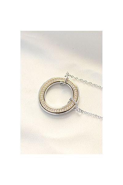 Skygo 316L Steel Zircon Stone Double Color Tifany Necklace - Tj-Bko8503