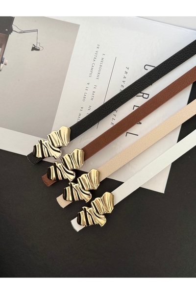 Genel Markalar Gold Toka Detaylı 4'lü Ince Kadın Kemer