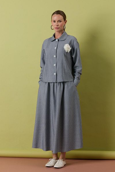 MELIDIA A41805 Aguaje Brooch Detailed Skirt Suit