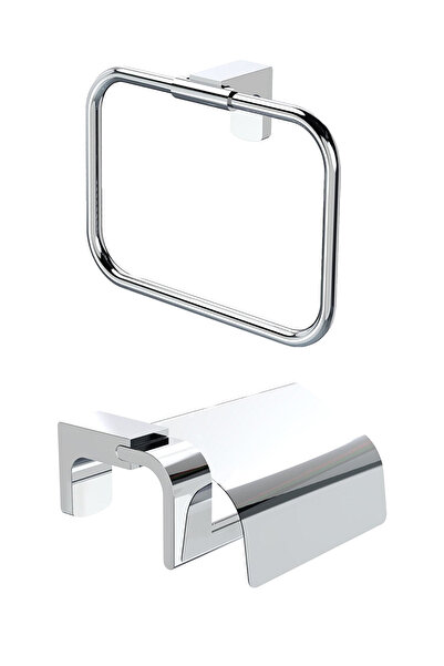 Ahlez Premium Στρογγυλή Τετράγωνη Πετσέτα + Θήκη Τουαλέτας με Καπάκι Διπλό Σε...