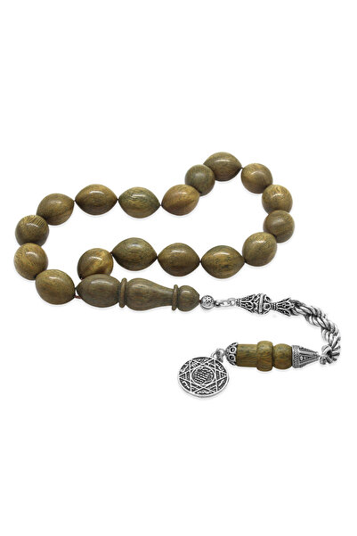 Tesbihane 925 стерлингово сребро въже с пискюли, нарязано на ечемик, кафяво Pelesenk Efe молитвени броеници