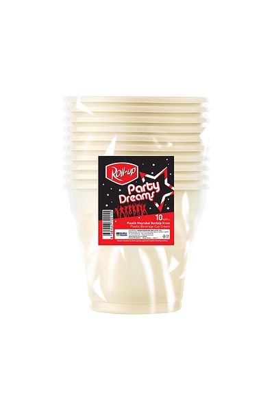 Roll-Up Party Dreams Soft Drink Glass Cream 10 Pcs