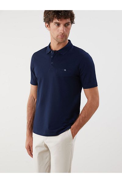 LC Waikiki Navy Blue Polo Collar Men's T-Shirt