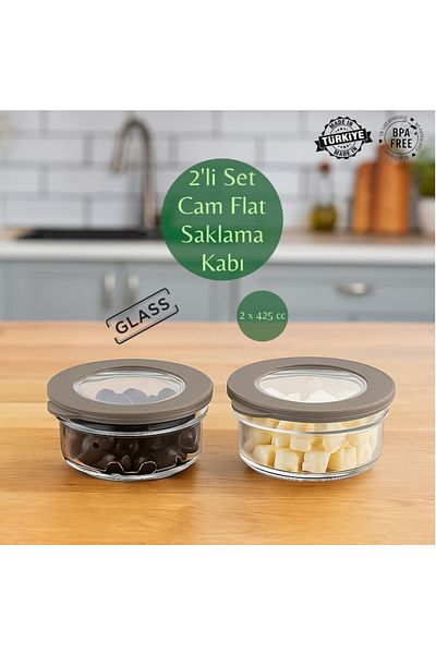 MUF HOME Glass Storage Container with Airtight Silicone Lid Glass Breakfast Set Leakproof Storage Container 2X-415Cc