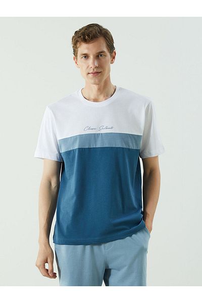 LC Waikiki Lcw Crew Neck Short Sleeve Color Block Men's T-Shirt Fast Fashion