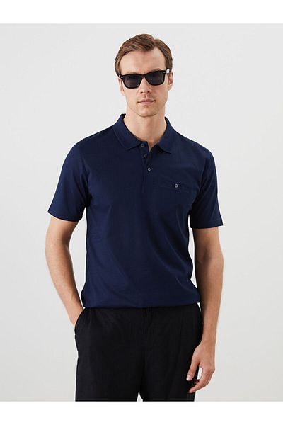 LC Waikiki Navy Blue Polo Collar Men's T-Shirt