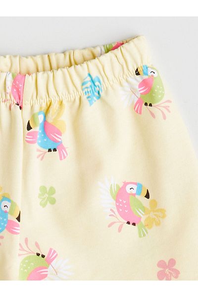LC Waikiki Sari Beli Elastic Printed Girl's Shorts