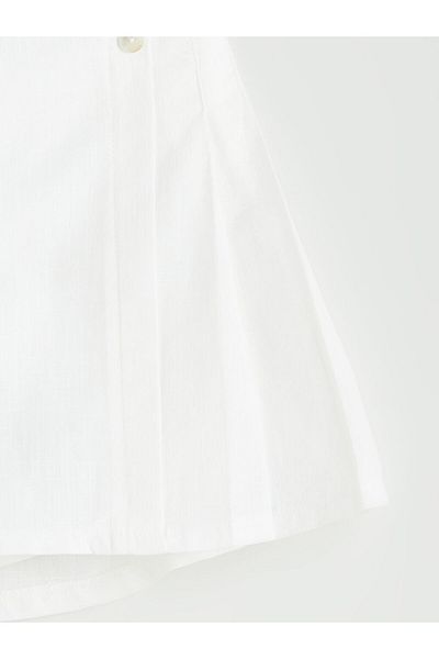 LC Waikiki Ecru Elastic Waist Pleated Girl's Shorts Skirt