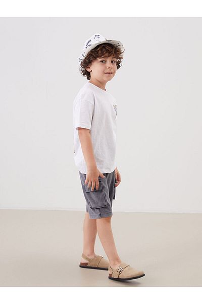 LC Waikiki Anthracite Boys Shorts with Elastic Waist and Pockets