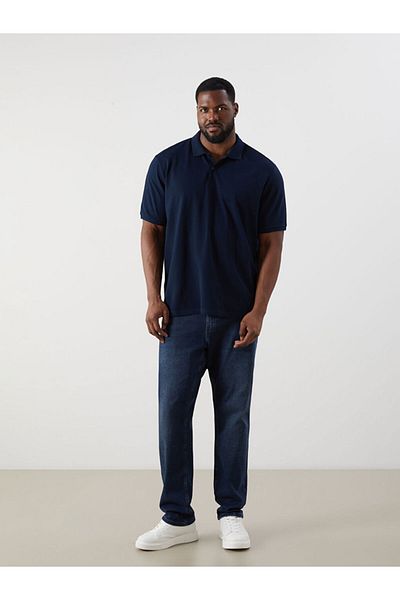 LC Waikiki Lcw Plus Size Polo Neck 100% Cotton Men's T-Shirt Fast Fashion