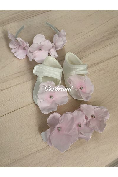 SavBrand Hydrangea Maternity Mother's Crown Bandana and Baby Booties