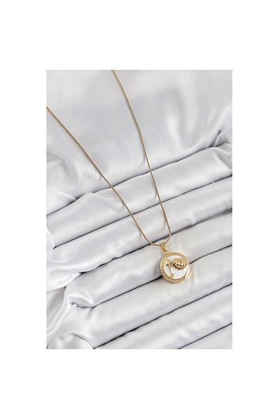 Skygo 316L Steel Chain White Enamel Artistic Portrait Oyster Model Gold Color Women's Necklace - Tj-Bko10267