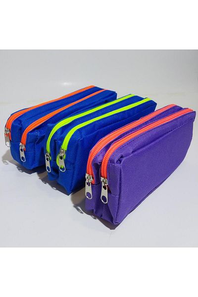 Bafix Pencil Bag Double Eyed Pencil Case Pen Holder (Mixed Color 1 Piece)