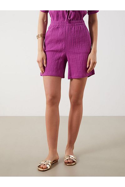 LC Waikiki New Season Elastic Waist Textured Muslin Women's Sort - S5Qe89Z8