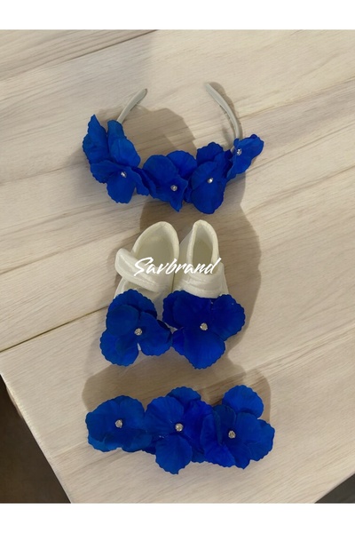 SavBrand Hydrangea Maternity Mother's Crown Bandana and Baby Booties