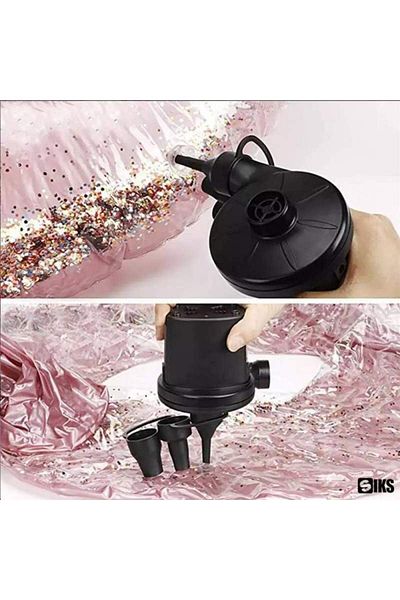 SIKS Electric Pump For Inflating And Deflating Mattresses, 3 Nozzles, 12 V Dc, On / Off Button