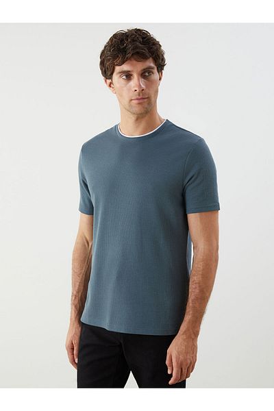 LC Waikiki Blue Crew Neck Plain Men's T-Shirt
