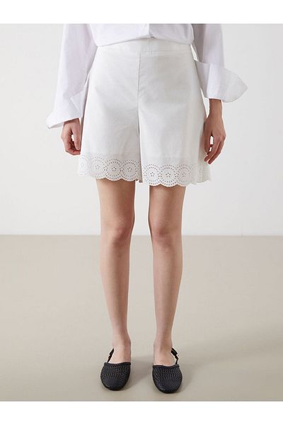 LC Waikiki Embroidered Women's Shorts with Zipper Waist