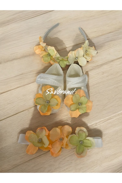 SavBrand Ortancalı Lohusa Anne Tacı Bandanası ve Bebek Patiği