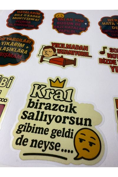 cakaybu Turkish Humorous Sayings Sticker Set – 15 Colorful Motivational Sticker Sheets