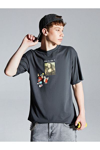 LC Waikiki New Season Crew Neck Mona Lisa Printed Young Men's T-Shirt - S5Qn60Z4
